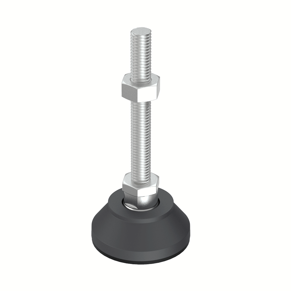 Unsere hochbelastbaren JTPUU-Nivellierfüße haben eine <b>Polyamidbasis mit 30% Glasfaserverstärkung</b>, die je nach Basisdurchmesser eine maximale Belastung von <b>2618 N order 2883 N</b> tragen.
Diese Nivellierfüße sind für Anwendungen konzipiert, bei denen eine gute Verarbeitung und gute mechanische Eigenschaften erforderlich sind. Sie eignen sich besonders für den <b>Maschinenbau</b> und sind in M8, M10, M12 und M14 erhältlich. <br><br>
Sie erlauben eine maximale Neigung von <b>15º</b> und können mit einer <b>rutschfesten Unterlage</b> aus <b>EPDM</b> geliefert werden. <br>
Die Standardausführung besteht aus verzinktem Stahl <b>(ZCS)</b> oder Edelstahl 304 <b>(SS)</b> und kann auf Anfrage auch in <b>316</b> hergestellt werden.